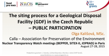 The siting process for a Geological Disposal Facility in the Czech Republic – PUBLIC PARTICIPATION [anglicky]